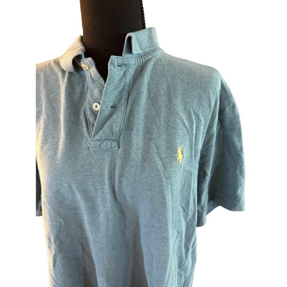 Polo Ralph Lauren Polo Shirt Mens XL Turquoise Teal Yellow Pony Short Sleeve - Picture 4 of 7
